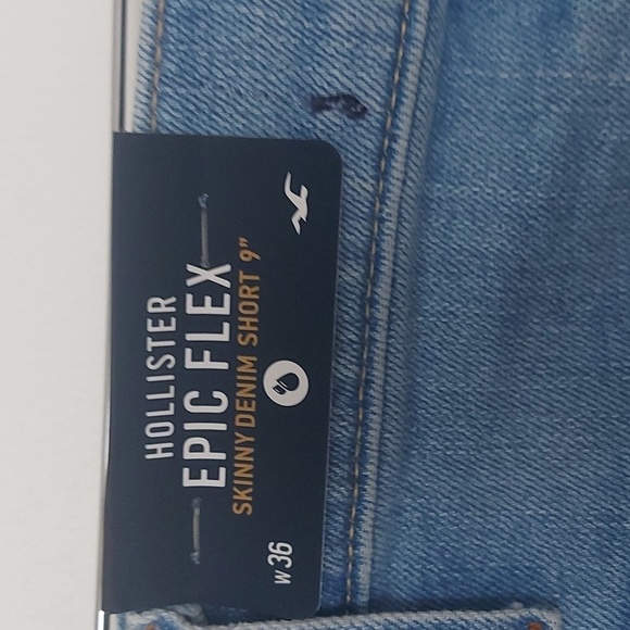 NWT Hollister Epic Flex Skinny Denim Short 9" Med/Light Wash Size 36 Wai… - Picture 3 of 10